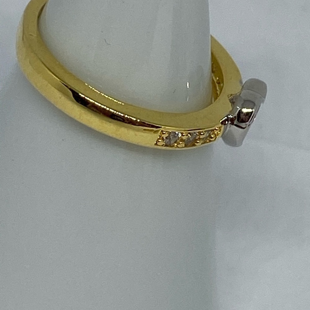 CRYSTAL heart ring gold plating on sterling silver - Picture 5 of 9